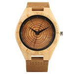 Fast Production No Logo Bamboo Wood Watch Engraving Wood Grain Leather Strap Wooden Watches for Men - Image 3